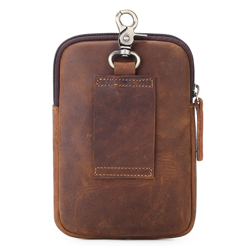 Men's leather waist bag can wear belt slant across mobile phone bag